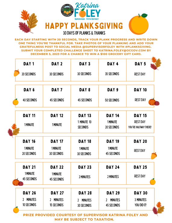 planks giving calendar