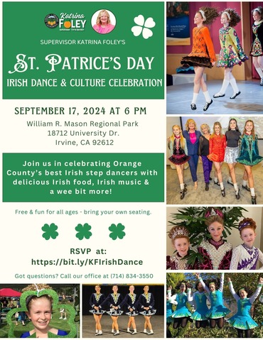 OC Supervisor Katrina Foley's St. Patrice's Day Irish Dance & Culture Celebration - September 17, 2024 