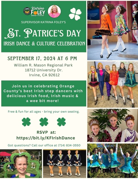 OC Supervisor Katrina Foley's St. Patrice's Day Irish Dance & Culture Celebration - September 17, 2024 