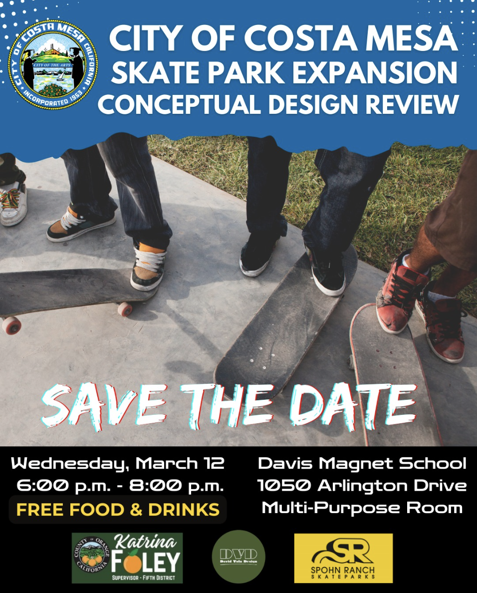 costa mesa skate park expansion design review meeting march 12