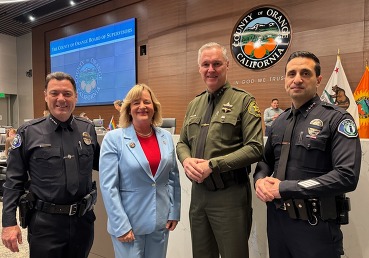 Costa Mesa Chief of Police Ron Lawrence, Orange County Sheriff Don Barnes, and Irvine Chief of Police Michael Kent.
