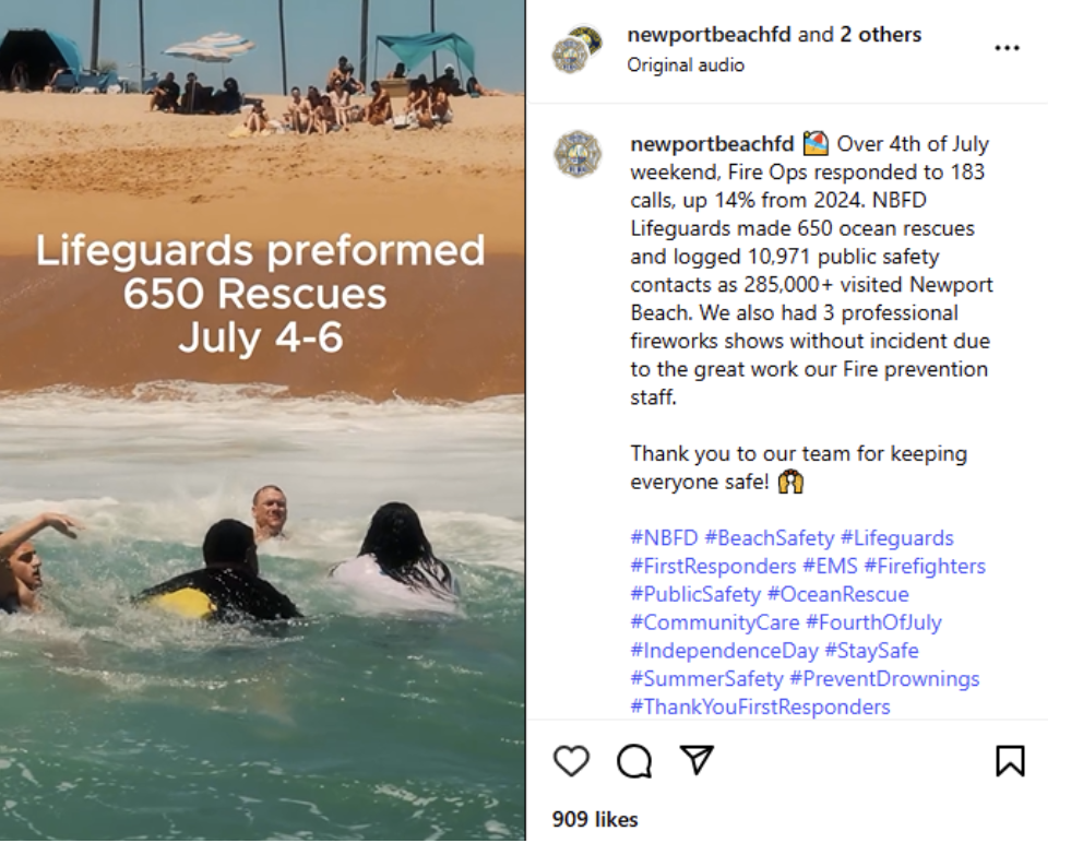 newport lifeguards performed 650 rescues july 4-6, 2025