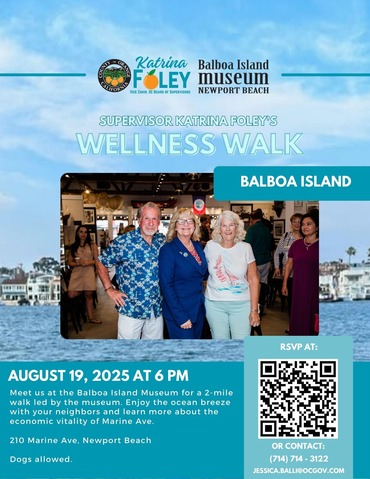wellness walk flyer: balboa island museum aug. 19