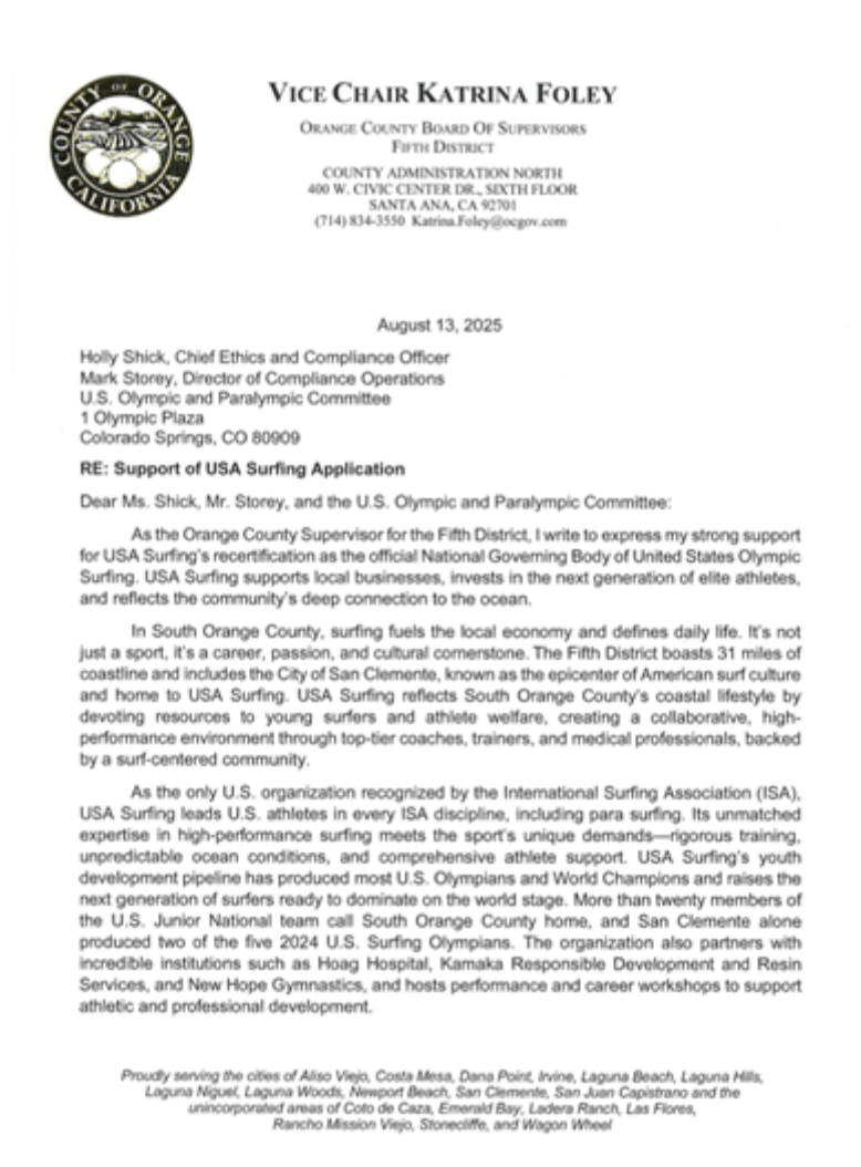 correspondence  to the United States Olympic and Paralympic Committee Board of Directors 