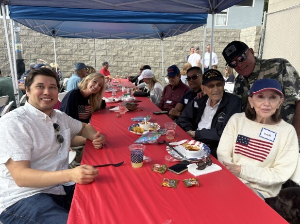 Here I am with Bill Stewart, his wife Bobbi, and other friends of the Veterans community