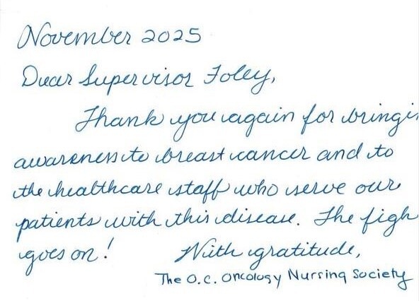 OC Oncology Nursing Society Thanks KF for bringing awareness to cancer screenings