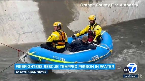 ocfa rescues man from floods in costa mesa