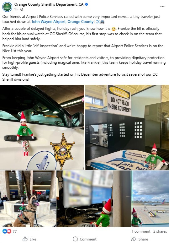 oc sheriff's department elf on a shelf