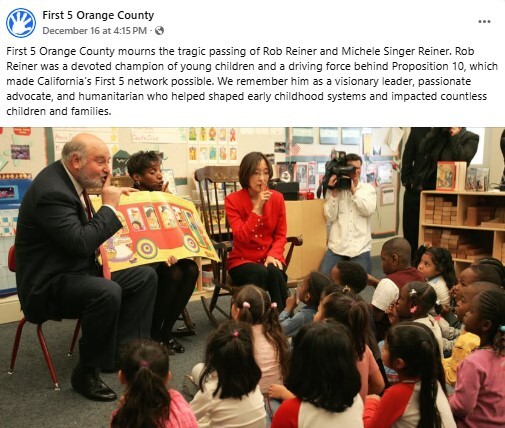 First 5 OC Honors Michele and Rob Reiner 