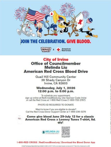 American Red Cross Blood Drive on July 1 at Quail Hill Community Center