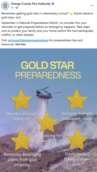 OC Fire Authority Facebook Post