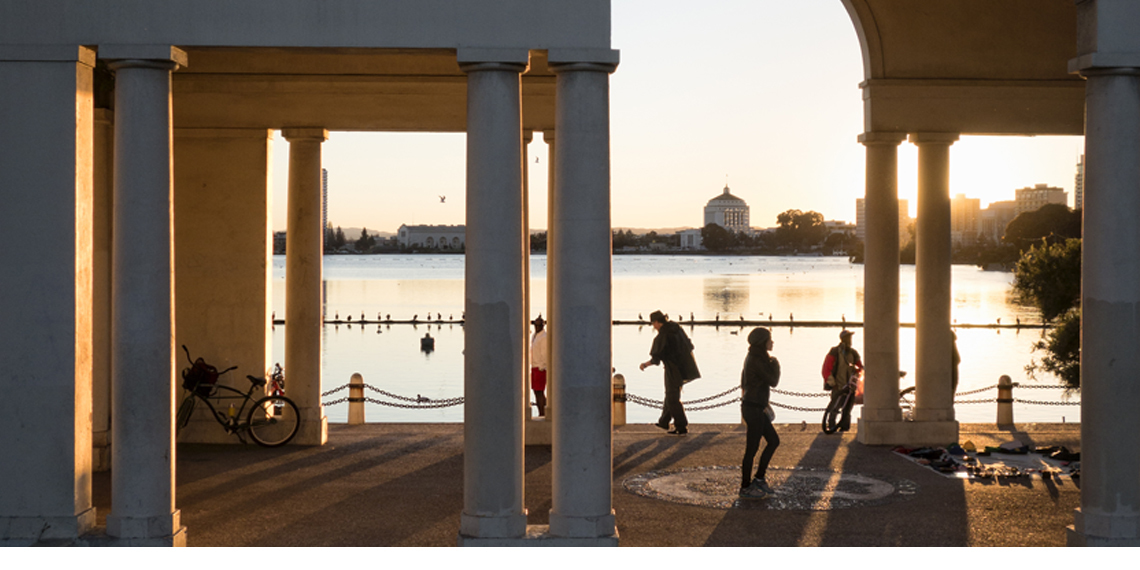 Oakland Lake Merritt at sunset