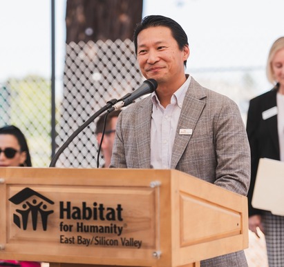 Howard Chang speaking at Habitat for Humanity groundbreaking