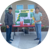Students standing next to presentation board
