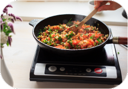 cooking on portable induction cooktop