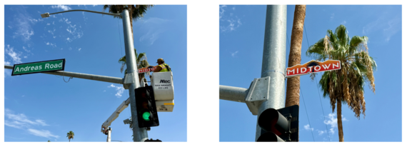 Midtown Blade Sign Installation at Indian Canyon and Andreas