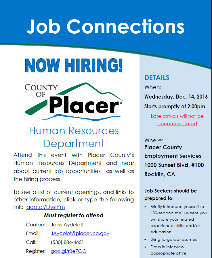 BAN JOB CONNECTIONS PLACER COUNTY