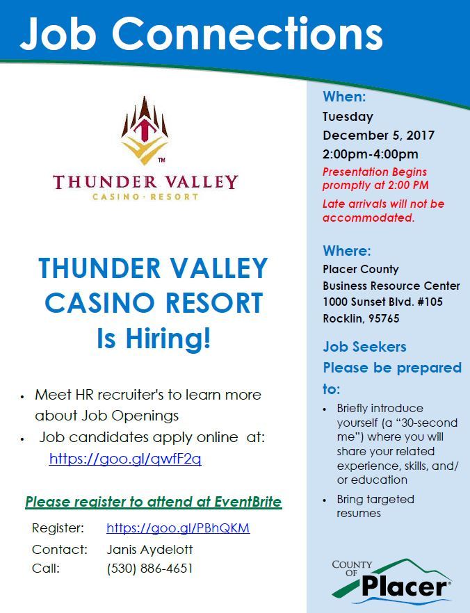 Thunder valley casino job openings opportunities