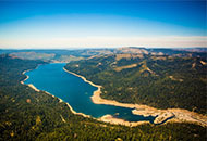Arial photo of the French meadows Reservoir. 