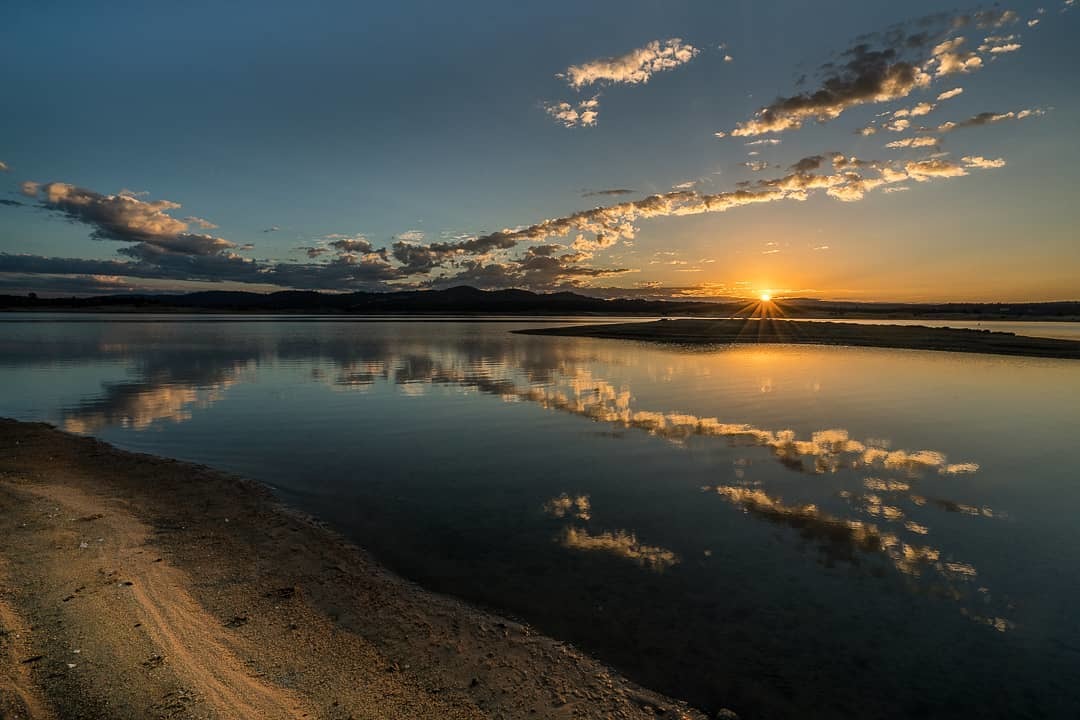 Photo of Folsom Lake at sunset.