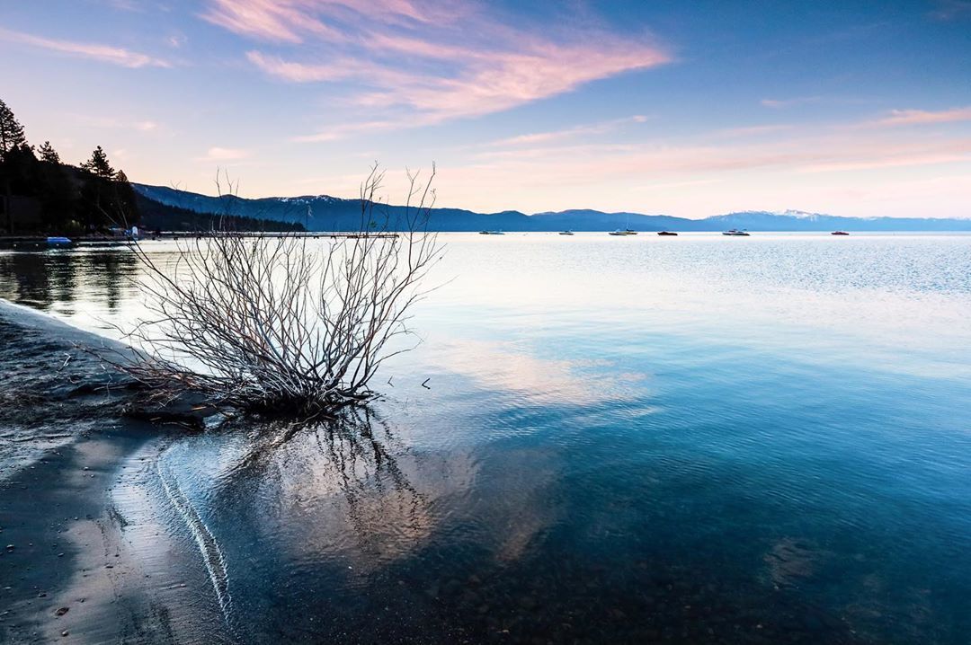 Photo of Lake Tahoe at sunset. 
