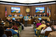 Placer County Board of Supervisors chambers in Auburn filled with constituents for a community meeting