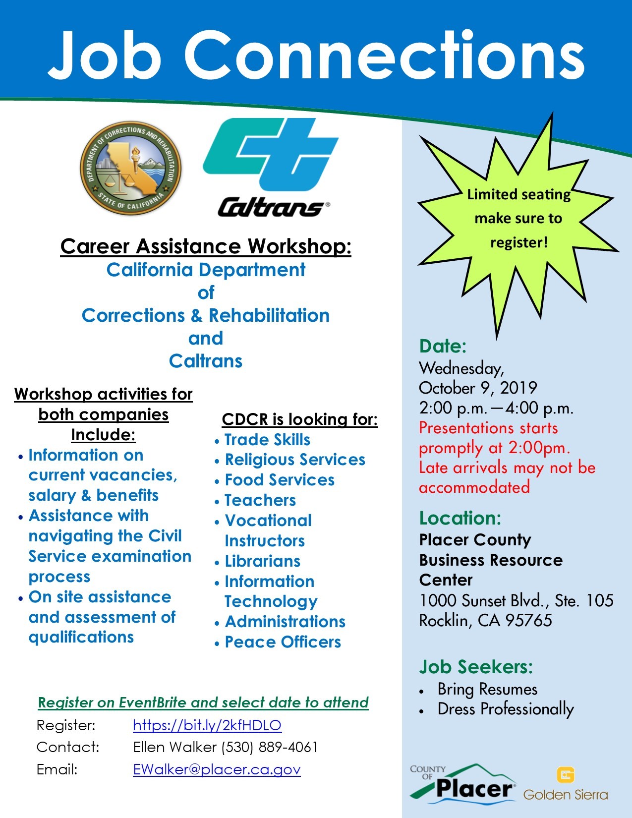 correction new contact for cdcr and caltrans event 