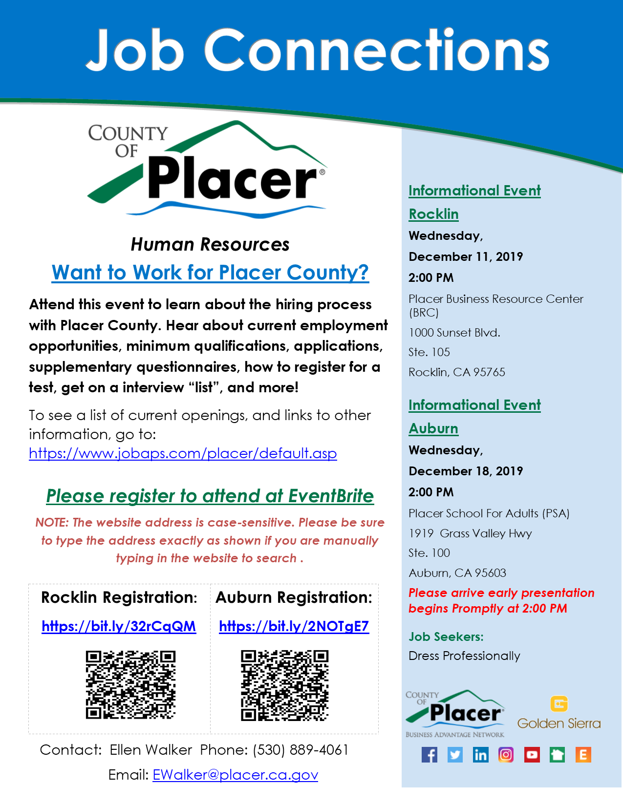 placer county hiring event dec 11 and 18 2019
