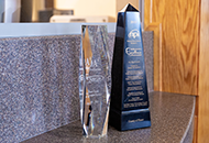 Professionals with awards standing for a group photo at the board of supervisors meeting