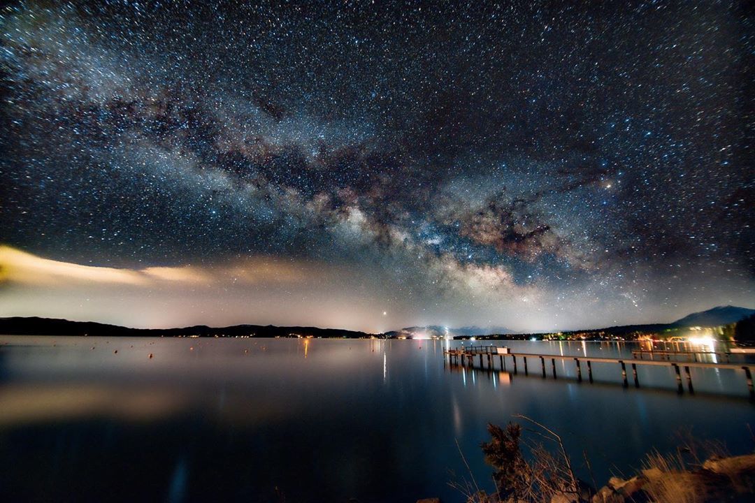 the night sky and Lake Tahoe 
