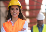 woman wearing hardhat