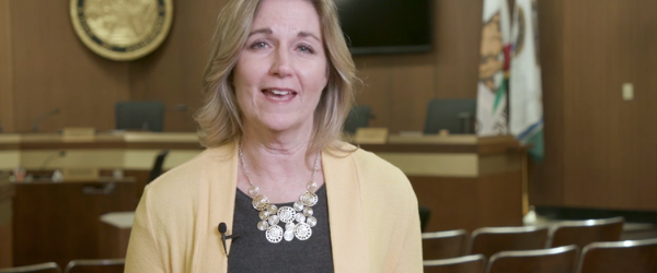 Supervisor Bonnie Gore in the board chambers