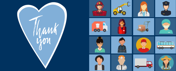thank you essential workers - icons of different workers