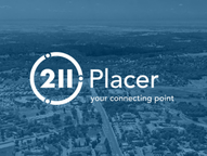 Aerial image of urban landscape with text reading 211 Placer - Your Connecting Point