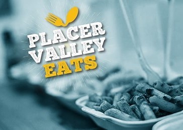 Graphic of a pasta dish on a table with the words Placer Valley Eats 