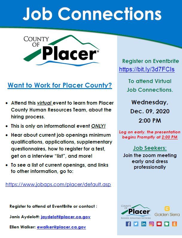 Placer County Job Fair Dec 2020