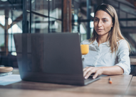 Woman in front of laptop