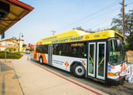 Placer County Transit bus waiting at bus stop