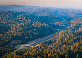 Aerial view of the Sierra foothills
