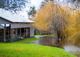 Flooded property and barn