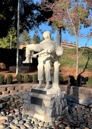 Dr. Kenneth Fox’s “Why” statue in front of the Placer County Administration Building on Fulweiler Avenue
