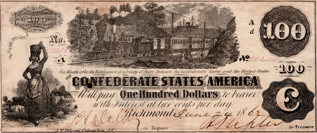 An image of a confederate bill.
