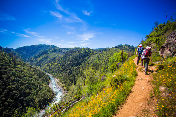 Hikers walking Stevens Trail