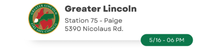 FSC meeting Great Lincoln may 16 - 6 p.m. Station 75 Paige 5 - 5390 Nicolaus Rd 