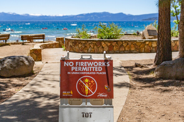 No Fireworks Sign at Lake Tahoe
