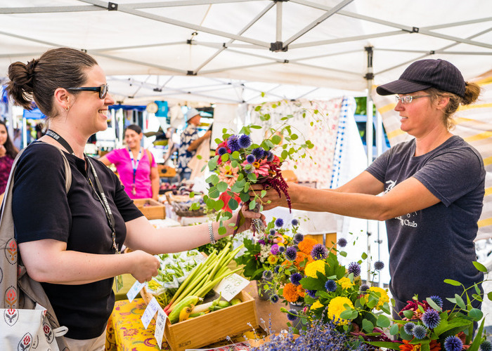 Flowers at fair booth