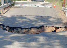 Sinkhole in rural Lincoln spans across road