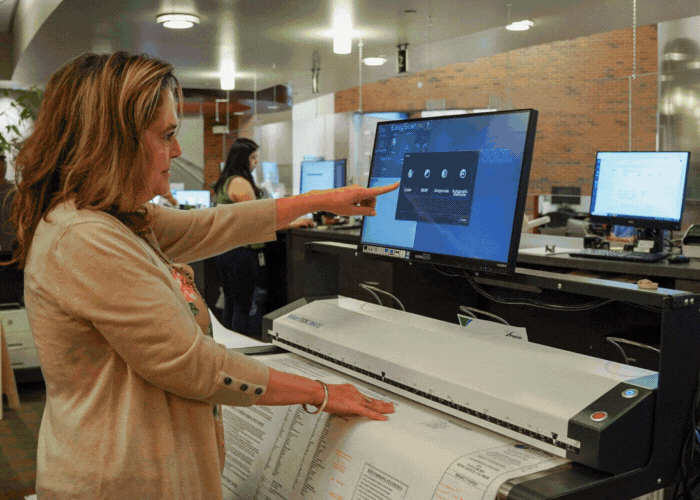 Placer County Building Services Division displays building plans on new monitors and tablets