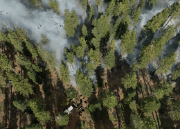 Aerial view of prescribed burn in Placer County