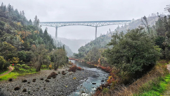 The American River and the Auburn State Recreational Area on a rainy day